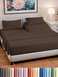Split Head King Sheet Set – 4 Piece Flex Split Top King Sheets for Adjustable Beds - Fits 14” to 16" Mattress w/ Deep Pockets - Ultra-Soft, Breathable & Cooling - Luxury Bedding & Wrinkle Free - Brown