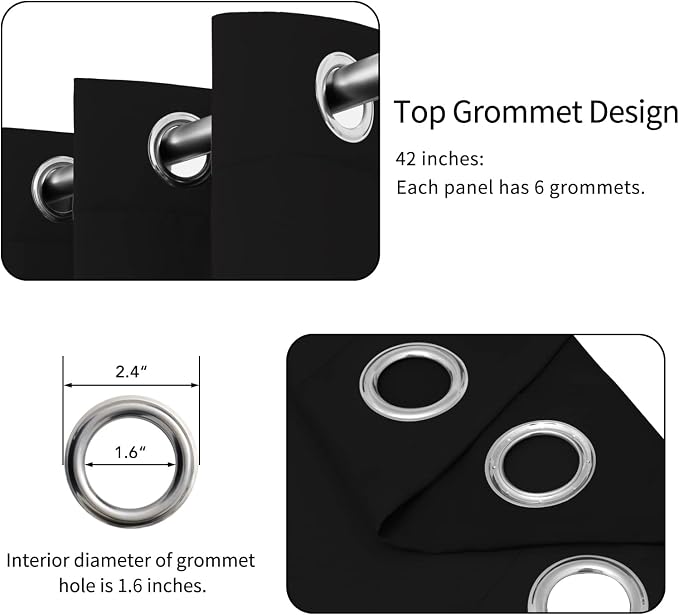 Easy-Going Thermal Grommet Blackout Curtains, 2 Panels 42x54 in, Noise Reduction - Image 4