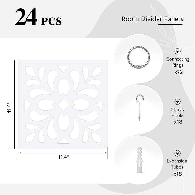 24PCS Hanging Room Divider Wall Screen Panel Room Divider Panels- Leaves | - Image 2