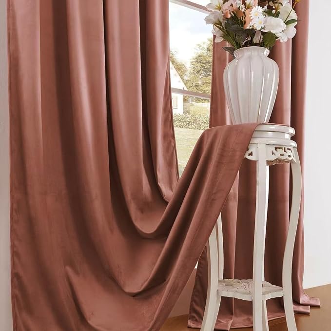 Timeper Pink Velvet Curtains 96 inches 2 Panels, Luxury Decor Wild Rose - Image 3