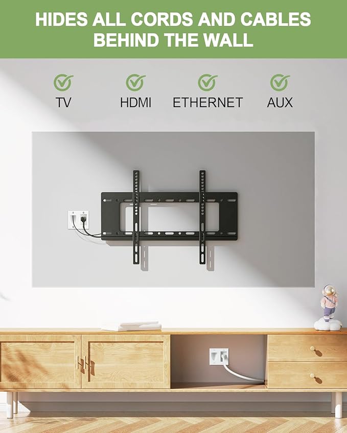 HAPYTHDA in Wall Cable Management Kit,TV Cord Hider for Wall Mounted TV with Triple Outlet,6.5FT Power Cable and 6.2FT Extension Cable,20A TV Wire Hider for Wall