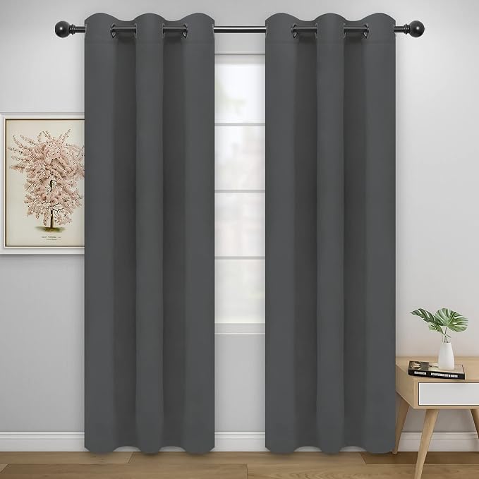 Easy-Going Thermal Grommet Blackout Curtains, 2 Panels 42x84 in, Noise Reduction by Easy-Going