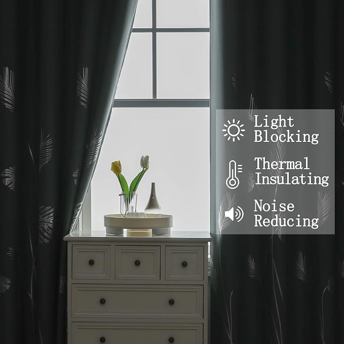 Stone Blue Blackout Curtains for Living Room, Room Darkening Curtains - Image 6