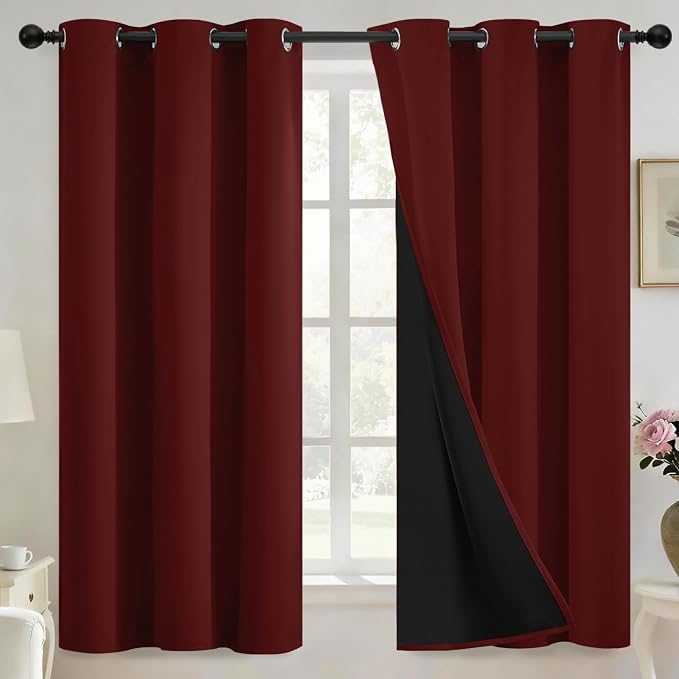 Yakamok Burgundy Red Blackout Curtains 63 inches Long by Yakamok