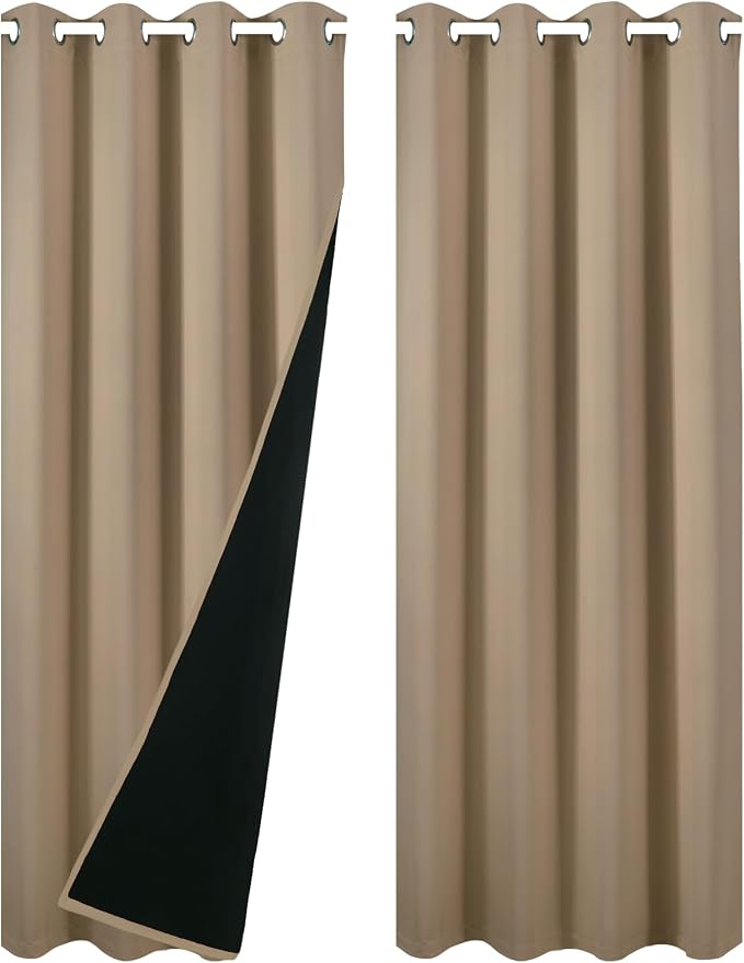 100% Blackout Curtains 84 Inch Long Natural Curtains 2 Panels - Image 3