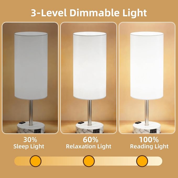 Table Lamp for Nightstand, High-Sensitivity Touch, 3-Level Dimmable Bedside Lamp - Image 3