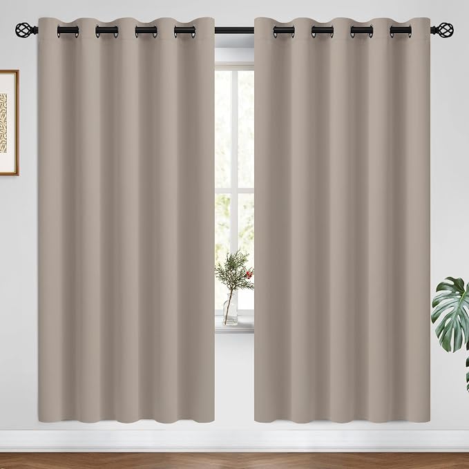 COSVIYA Grommet Blackout Room Darkening Natural Curtains 72 inch Length | Thick by COSVIYA