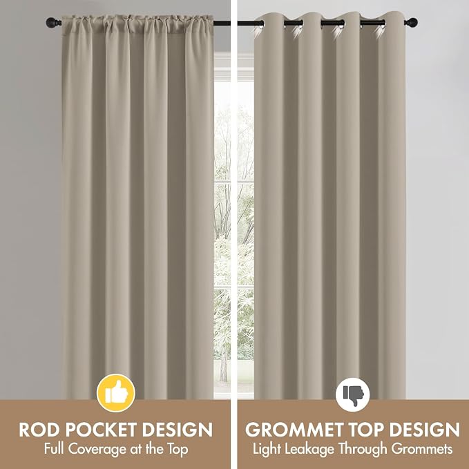 MIULEE 4 Panel Set Short Bedroom Blackout Curtains 54 Inch Long Cobblestone | - Image 8