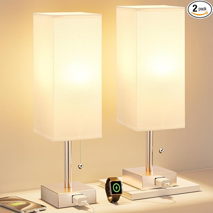 Bedside Lamp for Bedroom Set of 2 by Fenmzeelighting