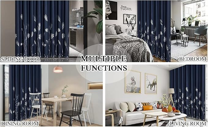 Navy Blue Blackout Curtain Extra Wide - Image 9