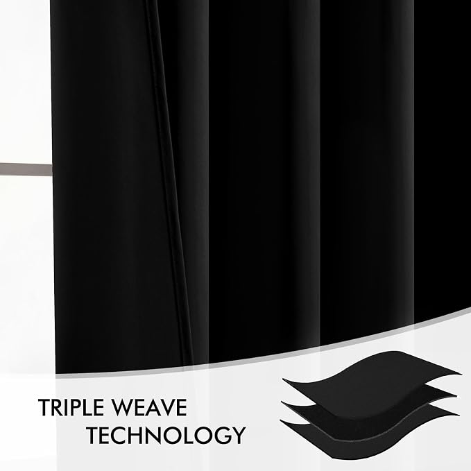 MIULEE Black Back Tab Blackout Curtains 52x78 Inch Length 2 Panels Set | Rod - Image 7