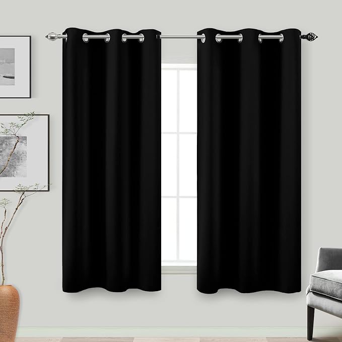 KOUFALL Blackout Curtains 50 Inches Long, Room Darkening Soundproof Short by KOUFALL