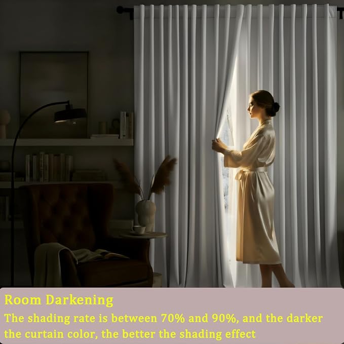 Timeper White Velvet Curtains 90 inches 2 Panels, Luxury Curtains - Image 5