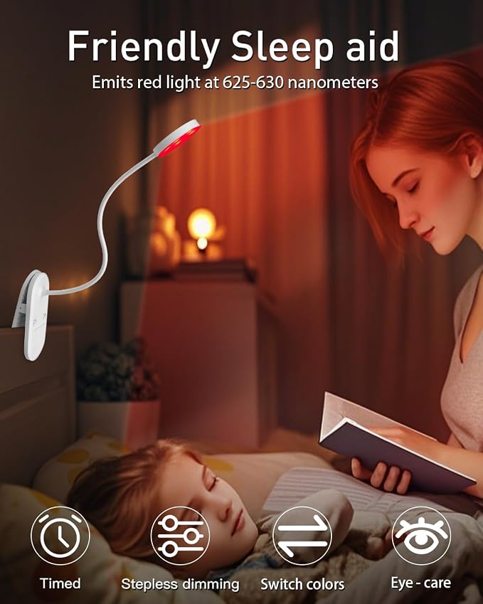 Red Book Light, Rechargeable Clip On 625nm LED Light - Image 2