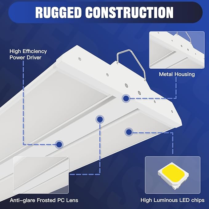JTT LED Linear High Bay Light,200/150/100W 2FT 30000LM Shop Light Commercial 360° Adjustable 4/5000 CCT Tilt Hanging LED High Bay Shop Lighting Fixtures for Garage Warehouse Workshop Store, ETL 2-Pack