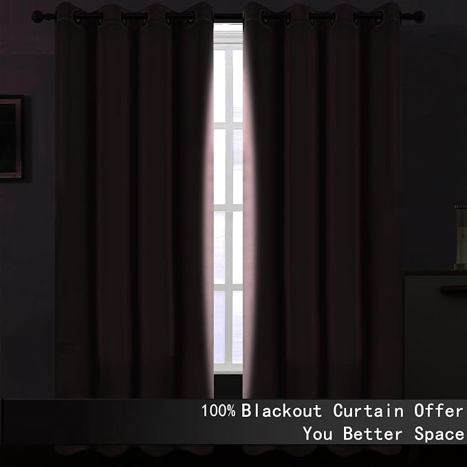 100% Blackout Curtains 52 x 72 Inches Long Thermal Insulated Baby Pink Curtains - Image 3