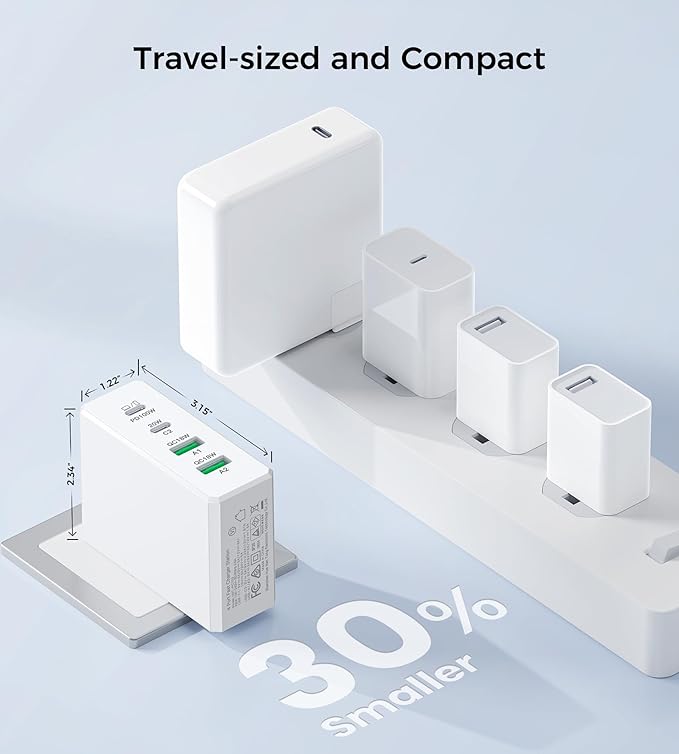 Mac Book Pro Charger - 140W Type C Fast Charger for USB C Port MacBook Pro & MacBook Air, ipad Pro, 4-Port PD20W Wall Charging Block Cube for iPhone 17/16/15/14/13 Pro Max, iPad,Samsung Galaxy