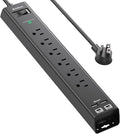 6Ft Extension Cord - Addtam Power Strip Surge Protector with 6 AC Outlets and 4 USB (2 USB-C) Ports, 1875W/15A, Wall Mount, Multi Plug Outlet Extender for Home Office College Dorm Room Essentials