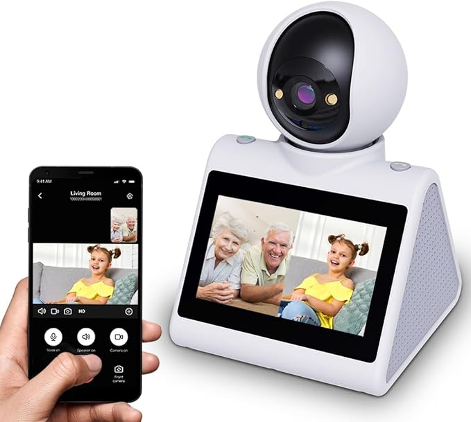 SIYZHOP Indoor Home Security Camera,Pet Dog Camera,Two Way Video Camera with 4.3inch Big Screen,Nanny cam, Monitor for Baby/Elder/Nanny/Dog/pet with Phone App Dome Camera(Button Calling Version)