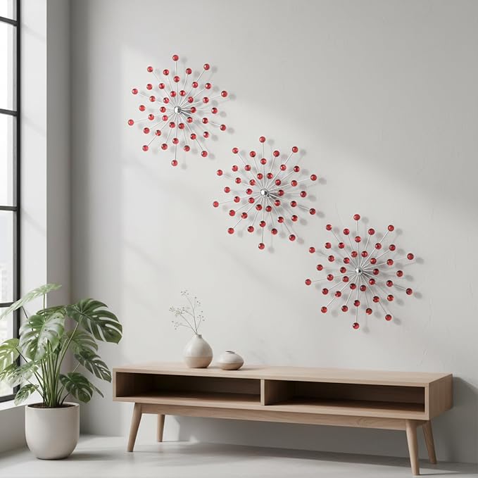 ZEXUIRU 3 Set Silver Starburst Wall Art - Image 3