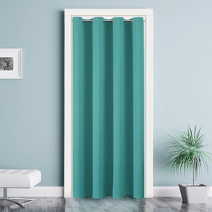 ChrisDowa Blackout Curtains Door Curtain Doorway Closet Drape, Teal 1 Panel | by ChrisDowa