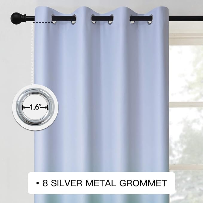 COSVIYA Grommet Ombre Room Darkening Curtains 72 inch Length 2 Panels, Gradient - Image 2