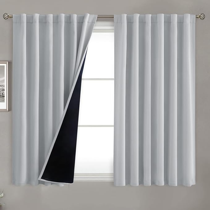 BGment Light Grey Short 100% Blackout Curtains 45 Inch Length by BGment