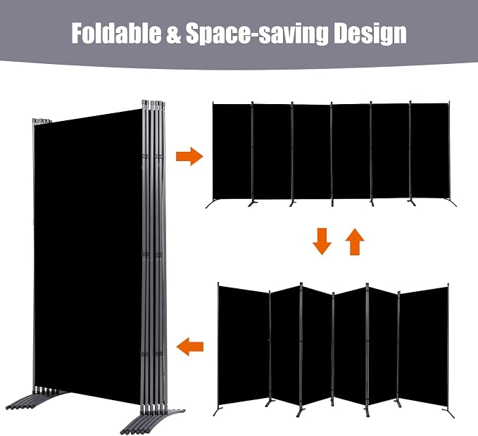 Room Divider 6FT Folding Privacy Screens, 6 Panel Partition Room Dividers | - Image 3