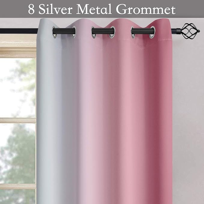SimpleHome Ombre Pink to Grey White Curtains - Image 4