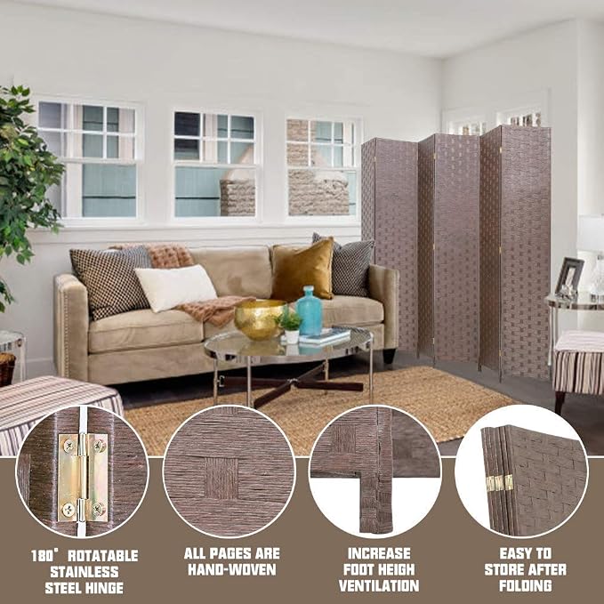Room Dividers and Folding Privacy Screens 6 Panel 6 ft Foldable Portable Room - Image 3