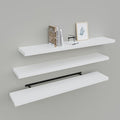 White Floating Shelves for Wall Set of 3, Heavy Duty Support, Large Capacity by Upassion