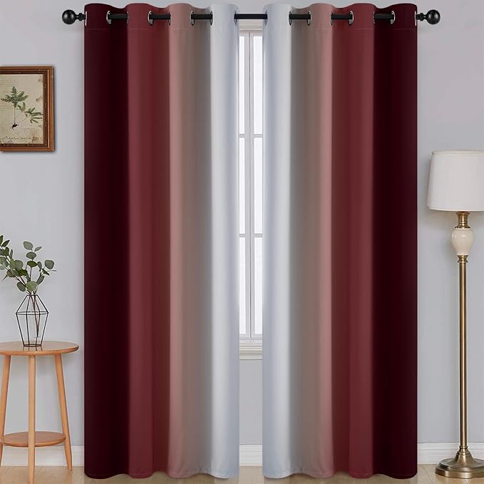SimpleHome Ombre Red to Grey White Curtains by SimpleHome