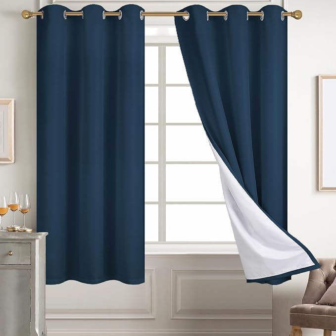 Diraysid 100% Blackout Curtains Navy Blue Linen Curtains by Diraysid%2C+refresh+your+life