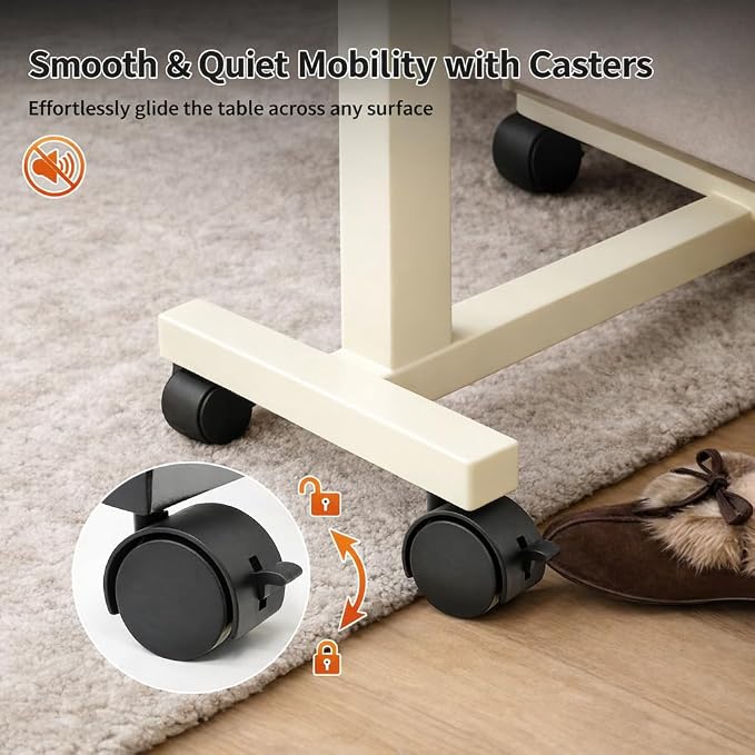 Adjustable Overbed Table with Wheels, Pneumatic Height Lift Rolling Bedside - Image 6