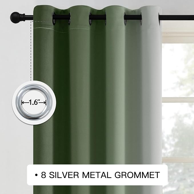 COSVIYA Grommet Room Darkening Ombre Sage Green Curtains W52xL63 inch | - Image 3