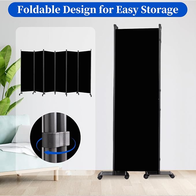 Room Divider 6FT 6 Panel Folding Wall Divider - Image 2