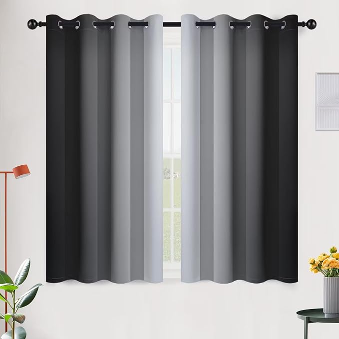 SimpleHome Ombre Black to Grey White Curtains by SimpleHome