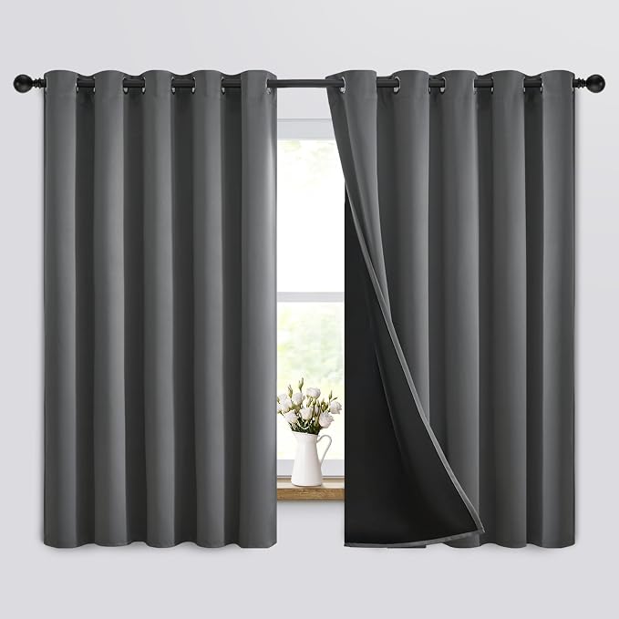 Yakamok Grey Blackout Curtains 63 inches Long by Yakamok