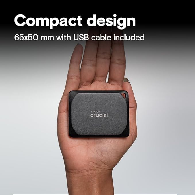 Crucial X10 Pro 1TB Portable SSD, Up to 2100MB/s Read, 2000MB/s Write, 3.2 USB-C, External Solid State Drive, Durable Storage for PC & Mac, for Professional Creators, Black - ‎CT1000X10PROSSD902