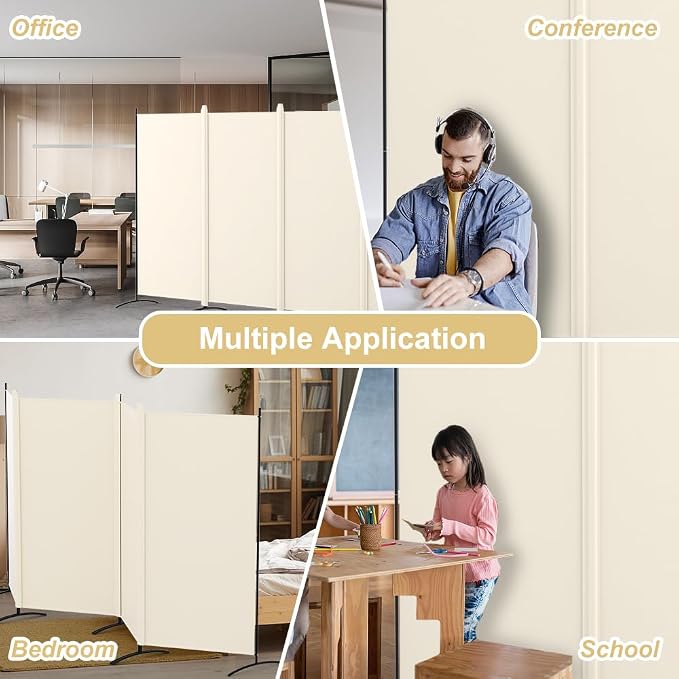 Kokorona 4 Panel Room Divider, 6FT Tall Folding Privacy Screen Wall Dividers - Image 6