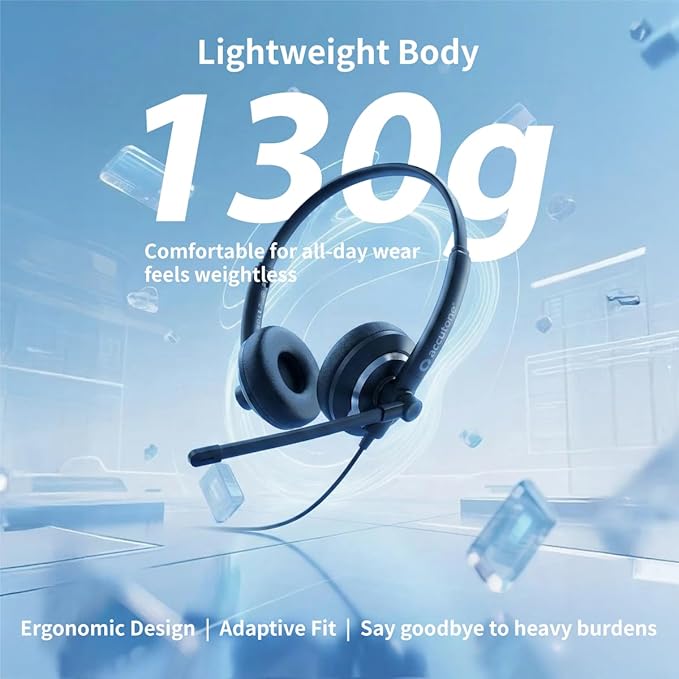 Accutone Conversation 95 Wired Office USB Headset with Environmental Noise Cancelling Microphone & wideband Audio Output, Black