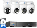 Hiseeu 3K 360°View PTZ Wired Security Camera System with Color Night Vision,Audio 8ch 5MP DVR,4PCS Cameras,1TB HDD,Person/Vehicle Detection,Home CCTV Camera System Outdoor,24/7 Record