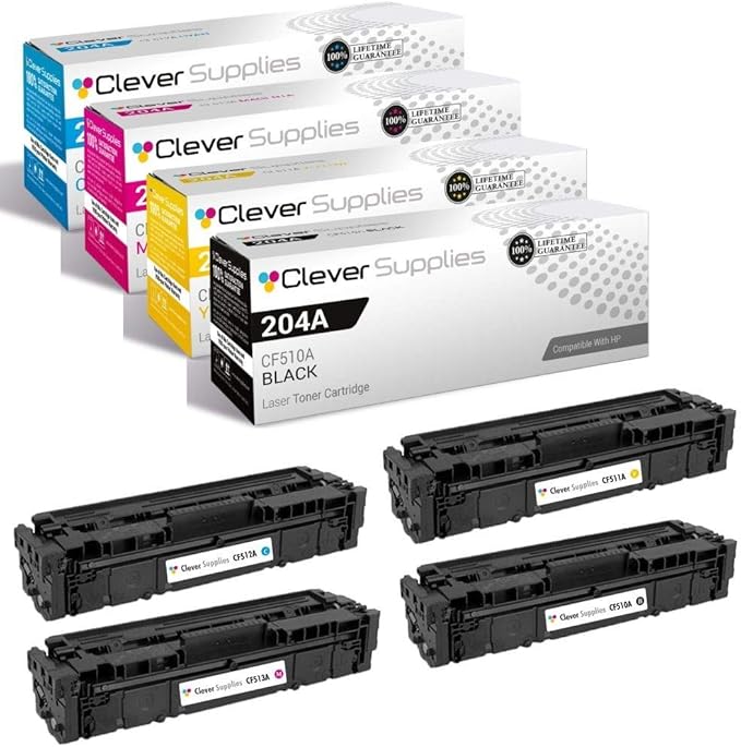 CS Replacement Toner Cartridge Compatible with HP 204A CF510A Black CF511A Cyan CF513A Magenta CF512A Yellow Color Pro MFP M180 MFP M180nw MFP M180n MFP M181fw MFP M154a 4 Color Set