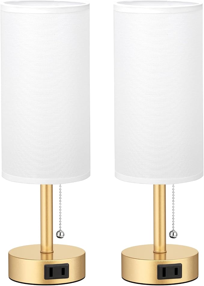 Gold Bedside Table Lamps Set of 2 - Image 8