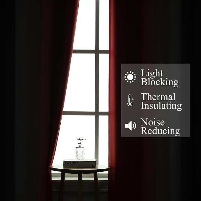 Red and Black Ombre Blackout Bedroom Curtains 54 Inch Long | Room Darkening - Image 3