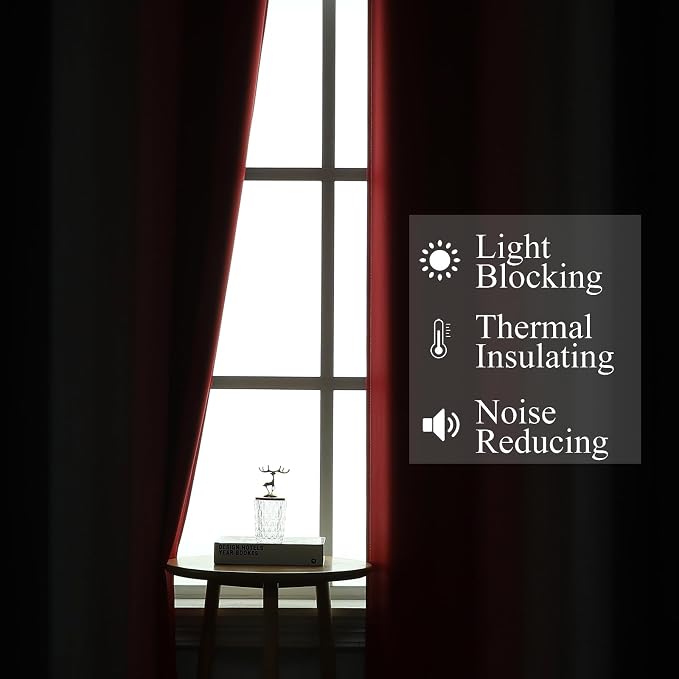 Red and Black Ombre Blackout Bedroom Curtains 63 Inch Long | Room Darkening - Image 3