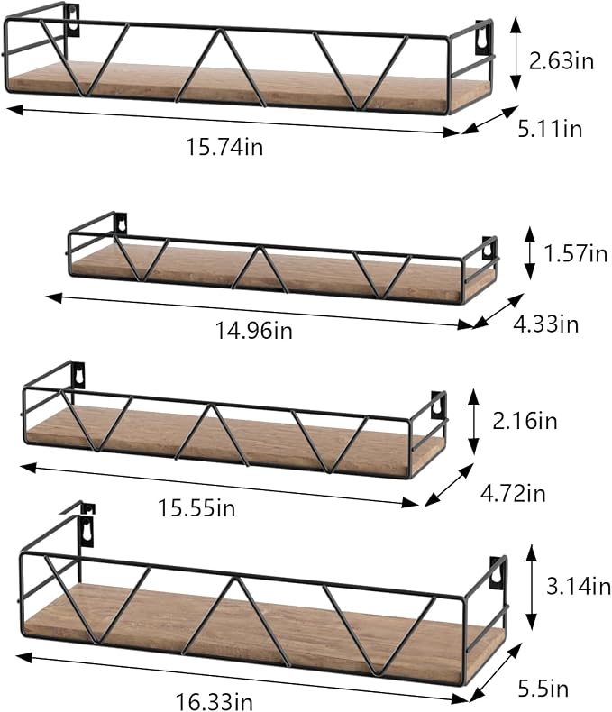 Floating Shelves Set of 4, Wood Wall Shelf, Farmhouse Shelf - Image 3