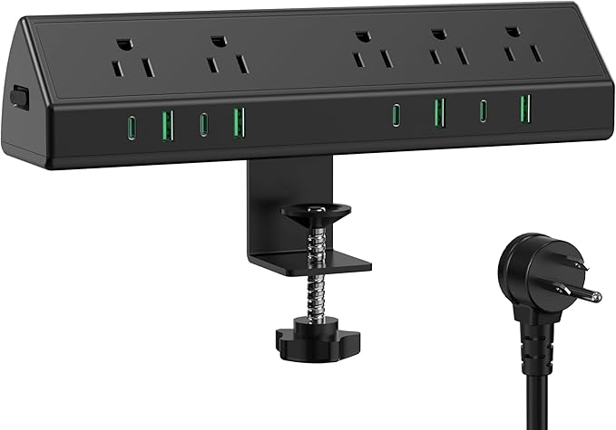 Jgstkcity Desk Clamp Power Strip USB C 45W, 8 USB, 15FT Cable, Edge Mount by Jgstkcity