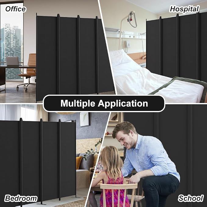 Kokorona 4 Panel Room Divider, 6FT Tall Folding Privacy Screen Wall Dividers - Image 6