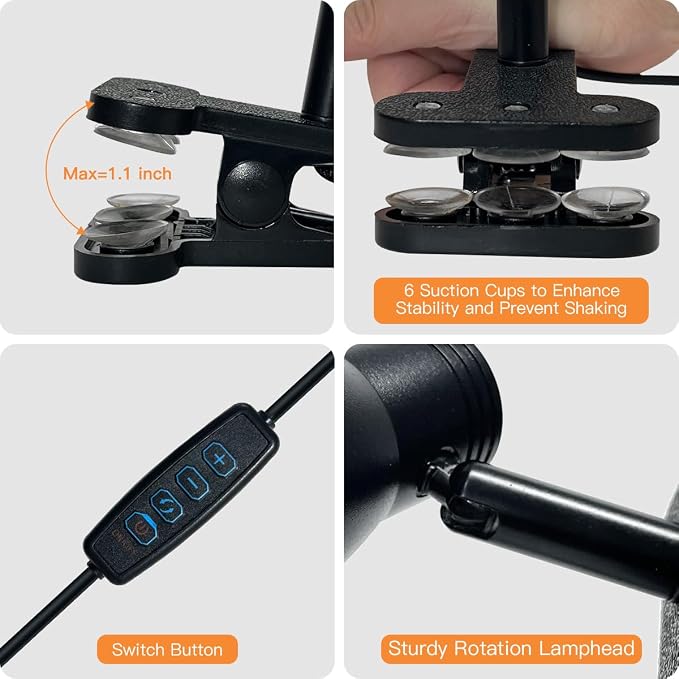 LUJOLUMIN Clip Lamp, Mini Portable 360° Rotation Clamp on Lamp - Image 7